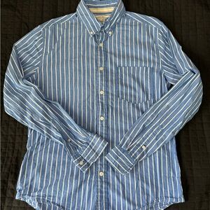 Aeropostale Blue and White Striped Button-Down Shirt